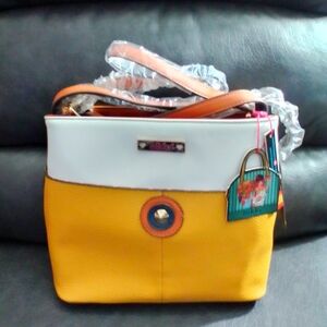 Chic Yellow and White Crossbody Bag